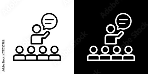 Briefing Icon Set. Clean Line Design With Light And Dark Versions For Versatile Use. 