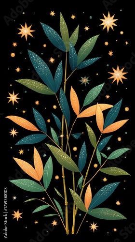 Starlit Wishes Bamboo, Night Sky Festive Decor, Hanging Star Ornaments, Sustainable