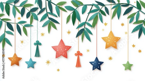 Starlit Wishes Bamboo, Night Sky Festive Decor, Hanging Star Ornaments, Sustainable