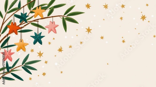 Starlit Wishes Bamboo, Night Sky Festive Decor, Hanging Star Ornaments, Sustainable
