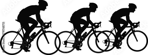 cycling, bicycle, cyclist, sport, vector, racing, silhouette, fitness, motion, athlete, competition, speed, exercise, teamwork, endurance