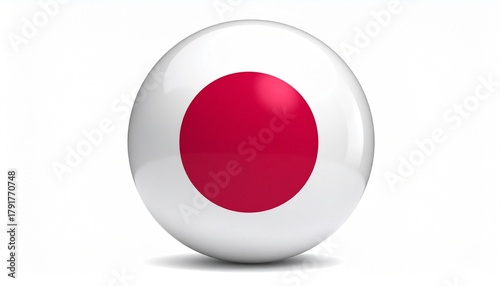 Free Download Spherical object with Japanese flag design, white surface and red sun disc, minimal national symbolism in 3D form. - GFXLoad