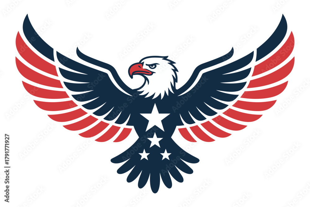 Obraz premium Eagle with american flag, patriotic vector illustration