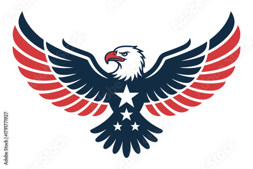 Eagle with american flag, patriotic vector illustration