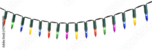 Colorful Christmas lights isolated on transparent background