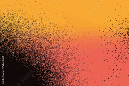 Abstrakcyjne tło z efektem rozpryskanej farby w ciepłych barwach pomarańczowego i czerwonego.