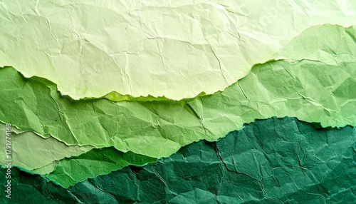 紙のテクスチャ素材（緑、黄緑）クラフト、図工イメージ