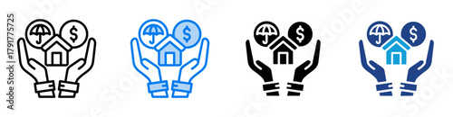 Employee benefits icon set multiple style collection