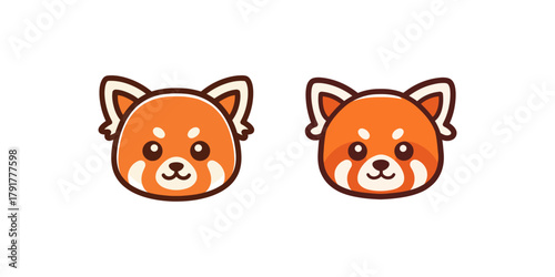 Red panda pair cartoon faces