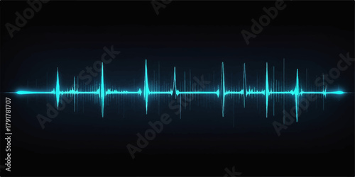 Blue pulse waveform centered on dark background symbolizing rhythm, sound, and digital energy.