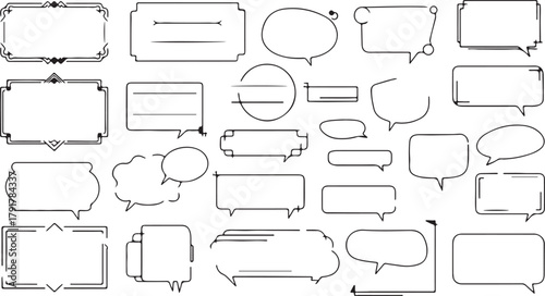 Collection of Hand Drawn Speech Bubbles and Frames Keywords: speech bubble, text box, frame