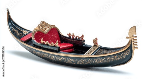 Elegant Venetian Gondola Miniature on White Background