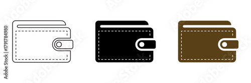 Wallet vector icon illustration. Wallet symbol in line, filled, and colored style for graphic and web design collection.