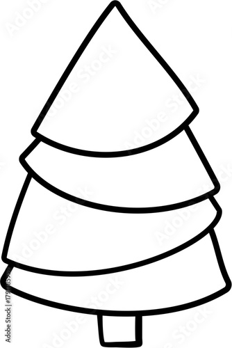 Doodle Christmas Tree Line Art Illustration