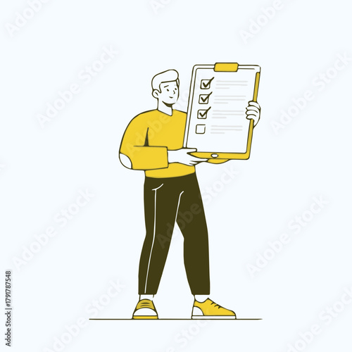 Young Boy with Coffee Cup and a Stylish Hat: An illustration depicting a young boy in a hat casually holding a coffee cup, perfect for portraying leisure and lifestyle themes.