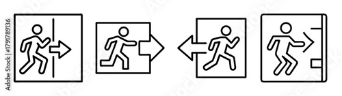 Emergency exit and entry door signs vector set for wayfinding