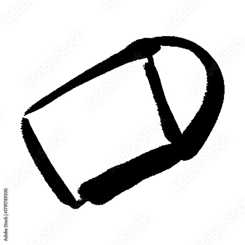 手描き風の筆タッチで描かれた文房具の消しゴムのイラスト素材