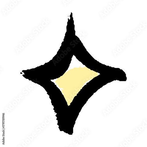 筆のタッチで描かれたシンプルな輝きのある手書きイラスト