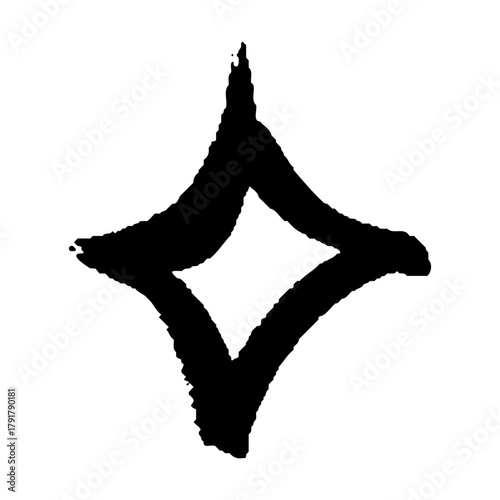 手描きの筆タッチで描かれた光がきらめくシンプルなマークのイラスト