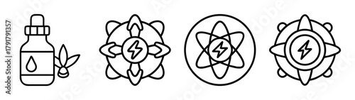Science energy and natural health outline symbols collection
