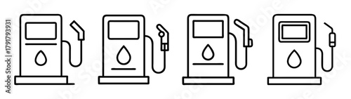 Set of modern fuel pump icons for gas station design concepts