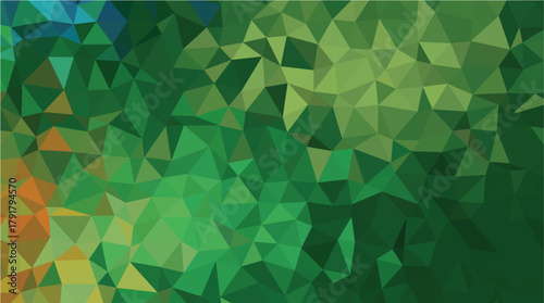 Deep Forest Green and Organic Earth Tone Low Poly Geometric Background
