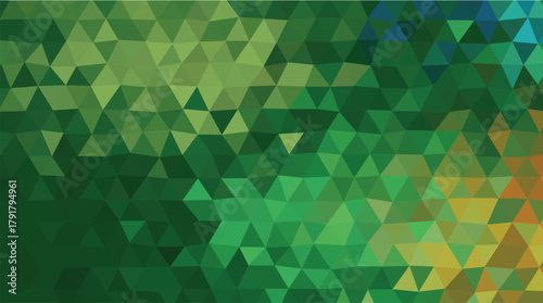 Vibrant Forest Green and Earth Tones Low Poly Geometric Abstract Background