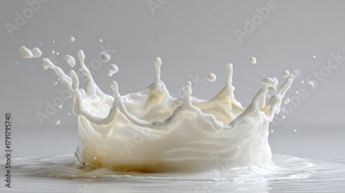 Close-Up of Creamy Milk Splash on Grey Background