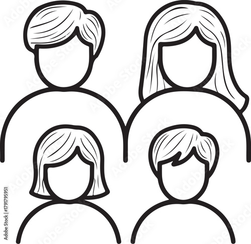 Family line icon for togetherness and support