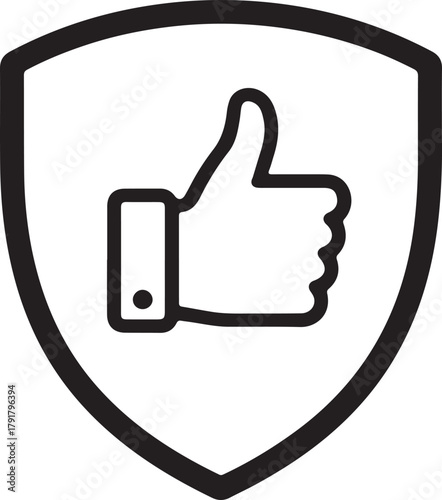 Reliability icon with thumb up inside shield