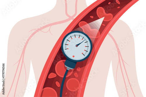High Blood Pressure Gauge Inside Artery