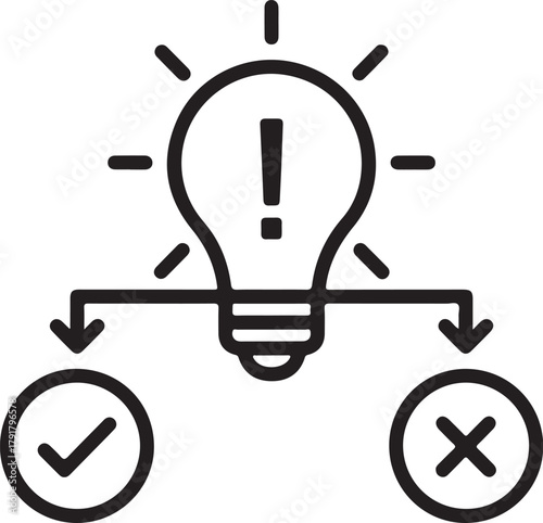 Hypothesis icon with light bulb and check mark