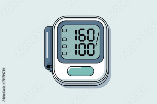 High Blood Pressure Reading on Digital Monitor (160/100)