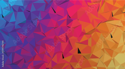 High Contrast Low Poly Geometric Warm and Cool Gradient