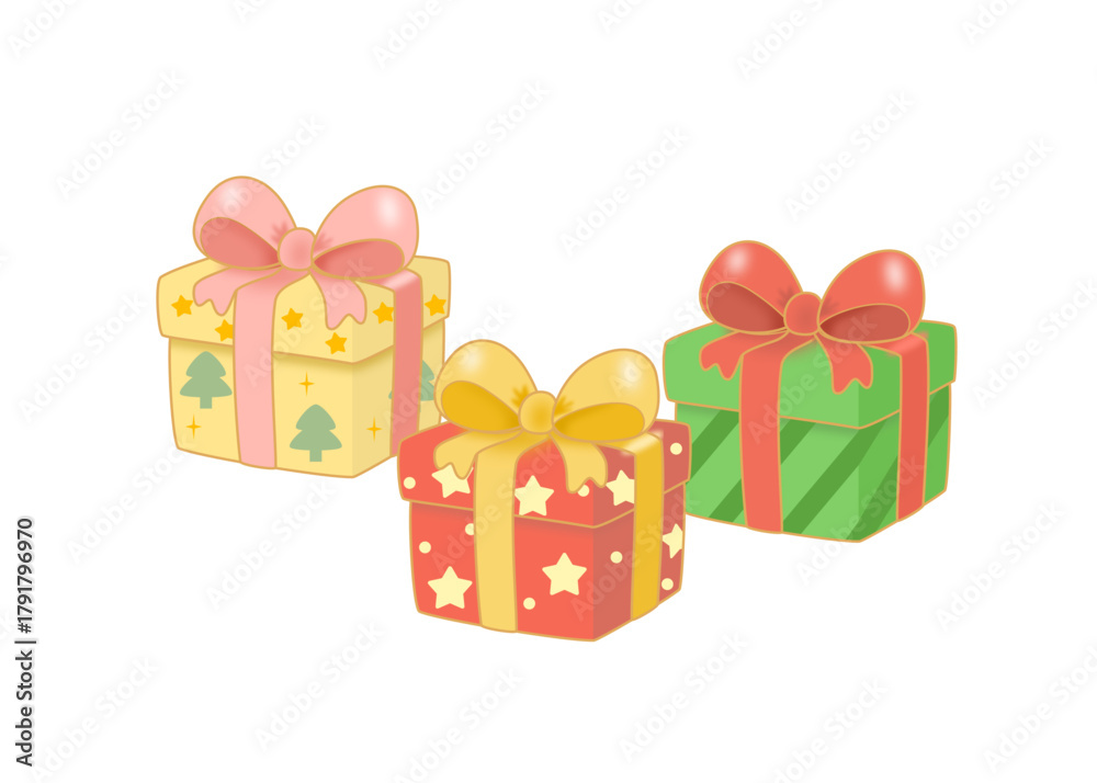 Obraz premium Colorful and Cute Christmas Gift Boxes with Bows