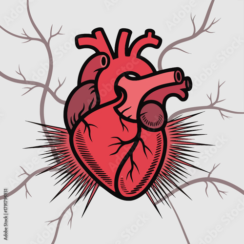 High Blood Pressure Human Heart Circulatory System Hypertension Illustration