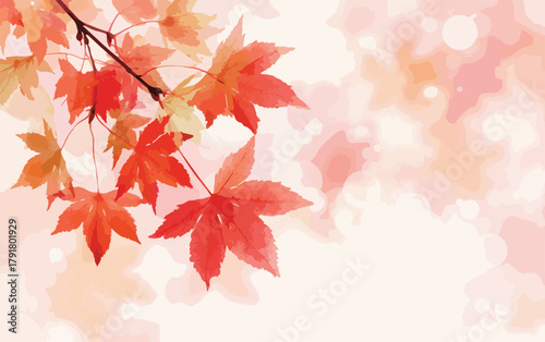 가을 단풍잎 클로즈업, 부드러운 배경의 아름다운 자연 풍경, 계절의 변화를 표현하는 붉은색과 주황색