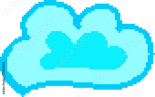 pixelated blue cloud cartoon sticker