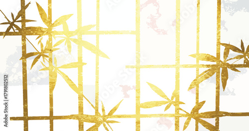 황금빛 나뭇잎과 격자 무늬가 조화롭게 어우러진 고급스러운 벡터 배경으로, 우아함과 전통적인 아름다움을 동시에 표현합니다.