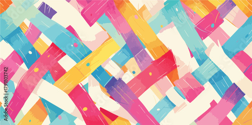 다채로운 색상의 붓 터치 패턴이 겹쳐진 추상적인 배경 디자인