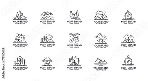Collection of Mountain and Outdoor Adventure Logo Designs.