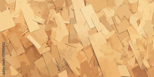 무작위로 흩어진 갈색 종이 조각들의 추상적인 텍스처 배경