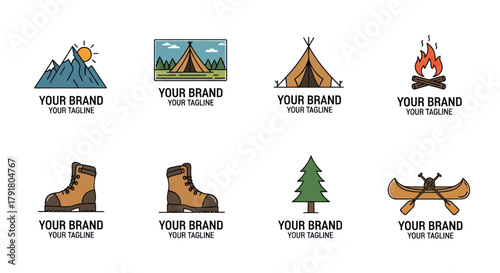 Camping and Outdoor Adventure Logo Collection for Branding.