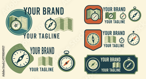 Compass and Map Designs for Branding and Travel Concepts.