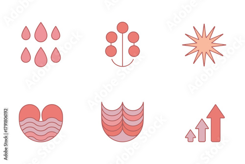 Women�s reproductive anatomy icons set with ovaries uterus hormonal cycles and fertility elements, medical female health illustration
