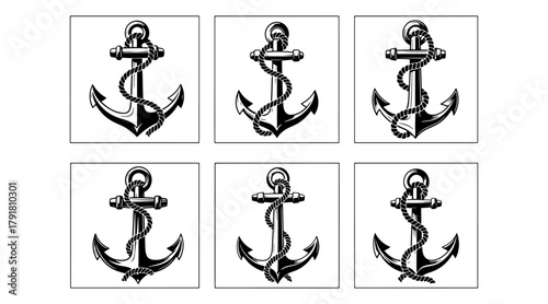 Anchor with rope illustration