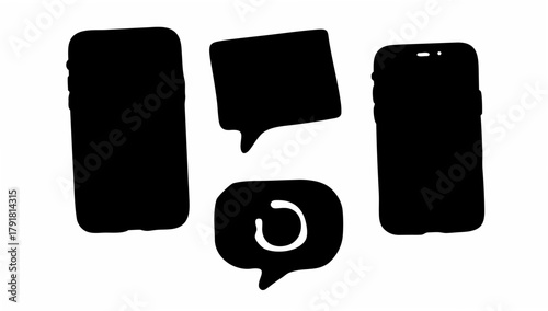Modern smartphone message icons for social media engagement and communication, perfect for technology and lifestyle brands, originally a scalable graphic