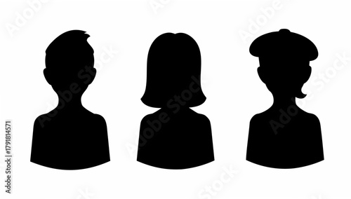 Diverse team silhouettes for profile avatars, perfect for website bios, social media, and professional presentations: Bold, modern, and eye catching resource