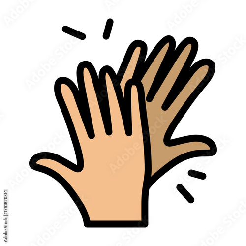 High Five Vector Filled Icon Design