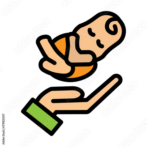 Hand With Baby Vector Filled Icon Design